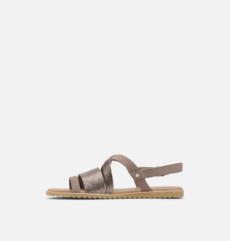 Sorel Kadın Ella™ Criss Cross Flat - Sandalet Kahverengi - 487-JBFLWD